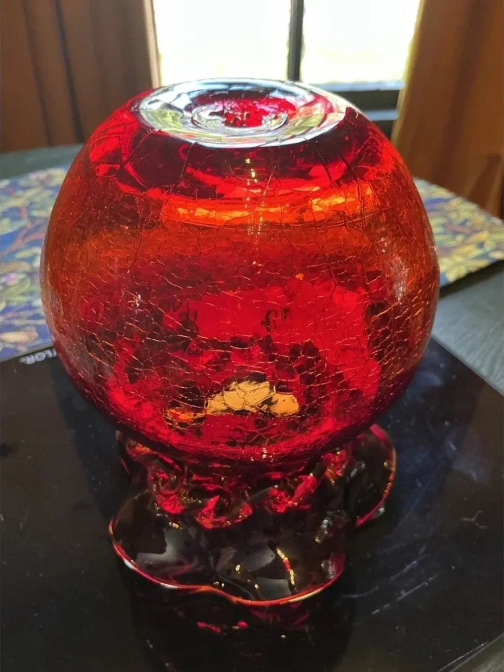 Red Ruffled Glass Vase - Home Art